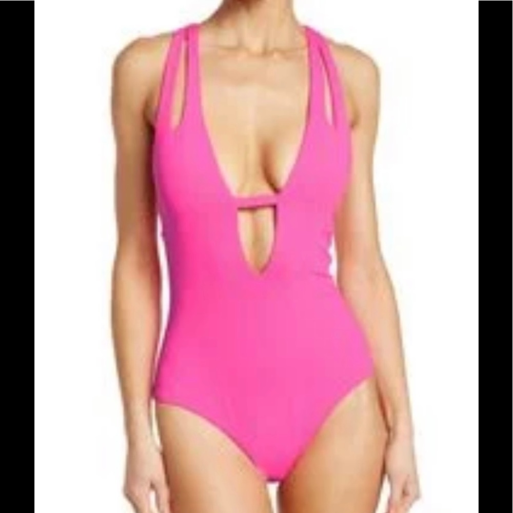 NEW BECCA Split Strap One-Piece Swimsuit - Picture 2 of 3